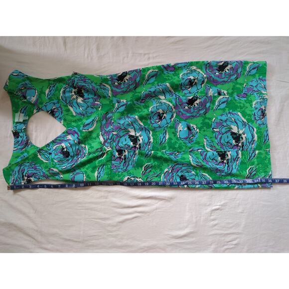 Anthropologie Plenty by Tracy Reece Green Floral Tea Dress Size 8 Cutout Back - Picture 4 of 6